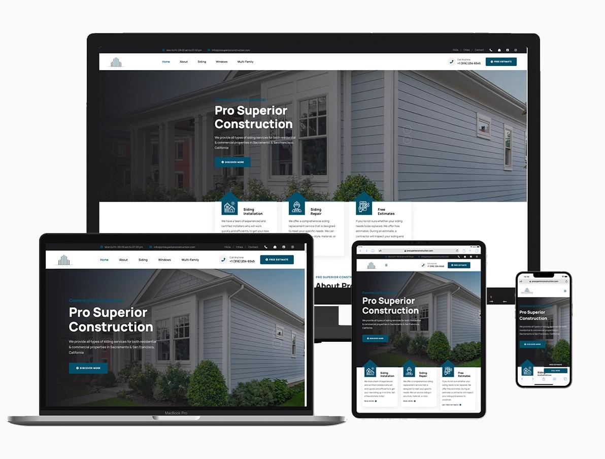 Contractor website working on desktop and mobile to generate leads for a local trades business